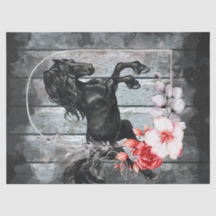 Black Friesian Horse Decoupage Tissue Paper