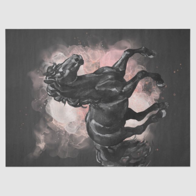 Black Friesian Horse Decoupage Tissue Paper (Front)