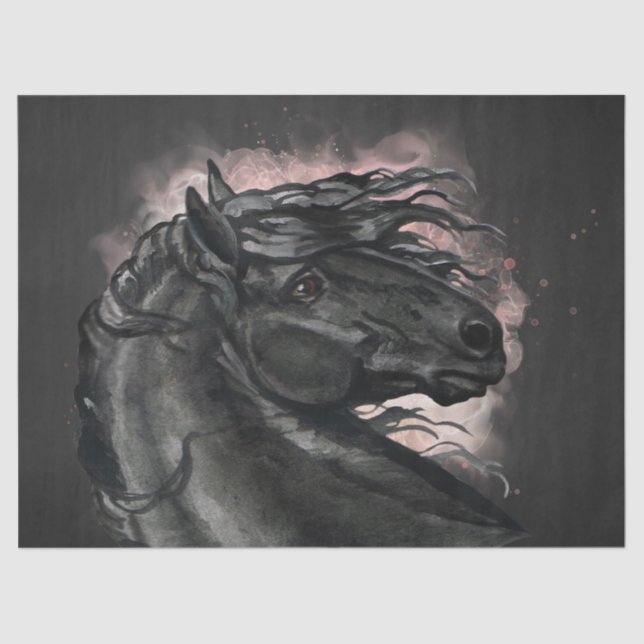 Black Friesian Horse Decoupage Tissue Paper (Front)