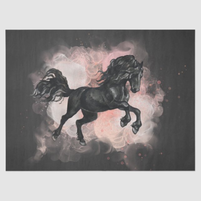 Black Friesian Horse Decoupage Tissue Paper (Front)