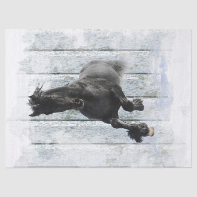 Black Friesian Horse Decoupage Tissue Paper (Front)
