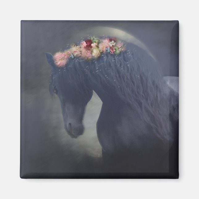 Black Friesian Horse - Magnet (Front)