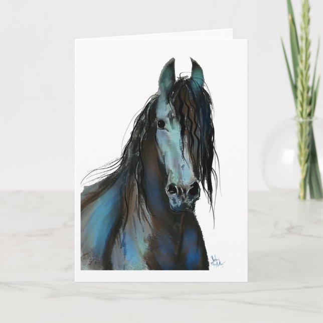 BLaCK FRieSiaN HoRSe ' THe ONe ' T-SHiRT Holiday Card (Front)
