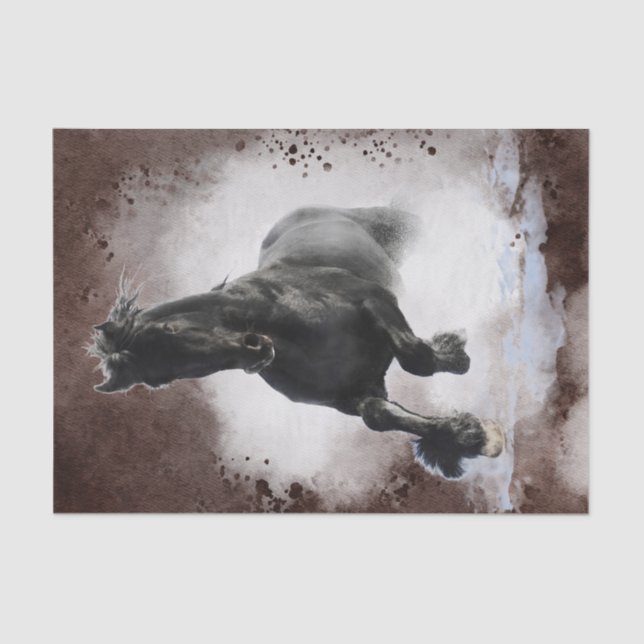 Black Friesian Horse Tissue Paper (Front)