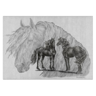 Black Friesian Horses Manes Tails Cutting Board