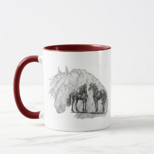 Black Friesian Horses Manes Tails Mug