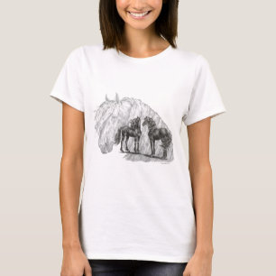 Black Friesian Horses Manes Tails T-Shirt