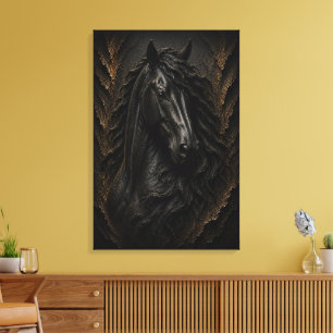 Black Friesian Sculptural 3D Luxury Fine Art Canvas Print