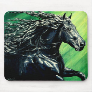 Black Friesian Stalliion Mouse Mat