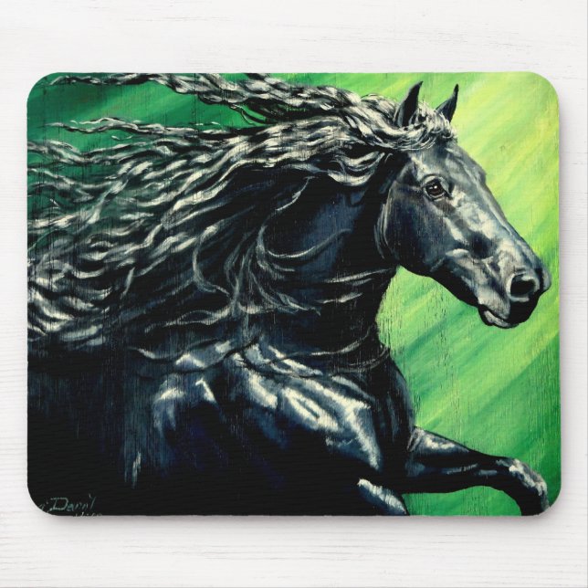 Black Friesian Stalliion Mouse Mat (Front)