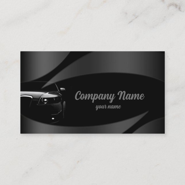 Black Front Car In Metal Curves Business Card (Front)