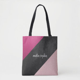 Black, Fuchsia and Pink Personalised Tote Bag