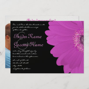 Black & Fuchsia Gerber Daisy Wedding Invitation