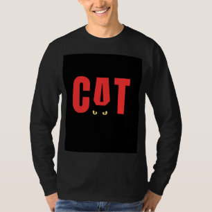 Black Full Seleeve T shirt with Cat Design