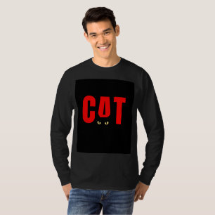 Black Full Sleeve T shirt with Cat Design