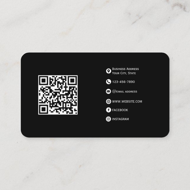 Black  – Fully Customisable Modern Design Business Card (Back)