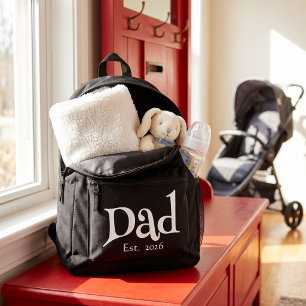 Black Fun Bold Simple Dad Established New Dad Printed Backpack