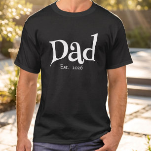 Black Fun Bold Simple Dad Established New Dad T-Shirt