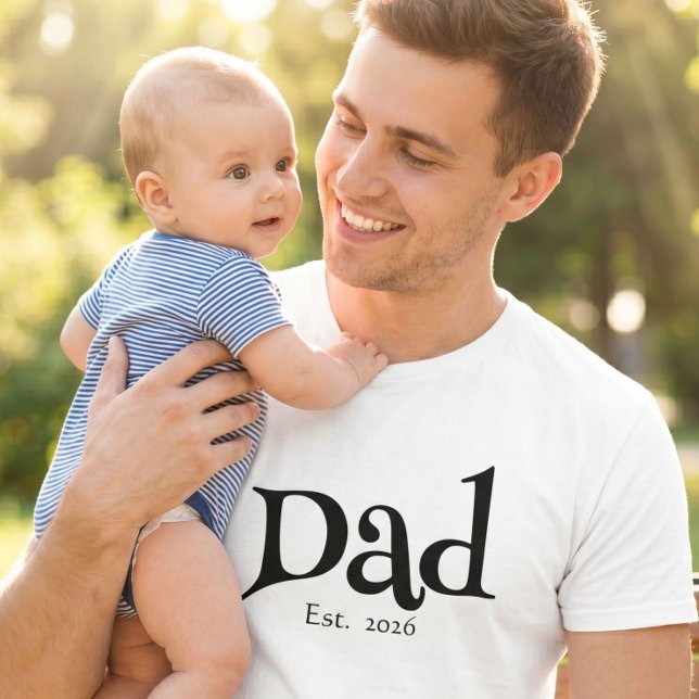 Black Fun Bold Simple Dad Established New Dad T-Shirt (Creator Uploaded)