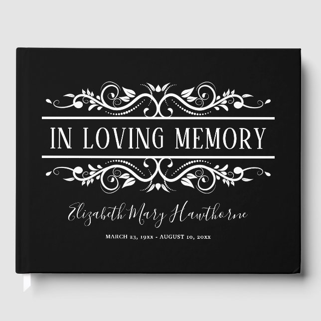 Black Funeral Book of Condolence | Memorial (Front)