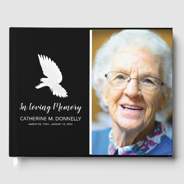 Black Funeral Condolence | Photo Remembrance Guest Book (Front)