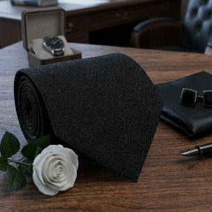 Black Funeral Paisley  Tie