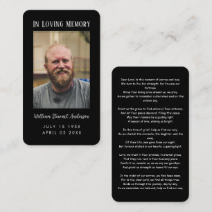 Black Funeral Sympathy Memorial Prayer Photo Card