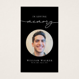 Black Funeral Sympathy Photo Memorial Prayer Card