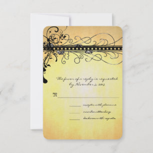 Black Funky Elegant Swirls Wedding Invitation