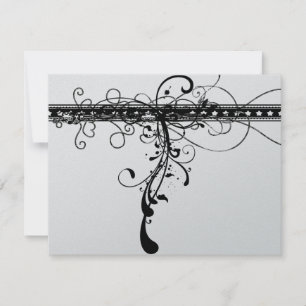 Black Funky Elegant Swirls Wedding Invitation