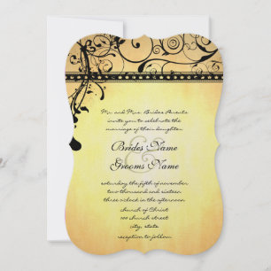 Black Funky Grunge Swirls Wedding Invitation
