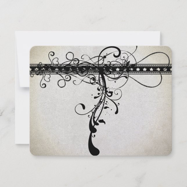 Black Funky Renaissance Wedding Response Cards (Front)