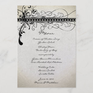 Black Funky Rustic Country Elegant Wedding Menu