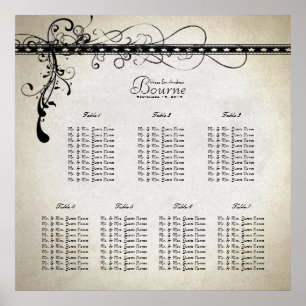 Black Funky Stone Lights & Swirls Seating Chart