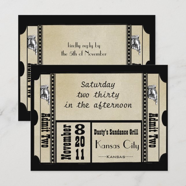 Black Funky Textured Swirls Wedding Response Cards (Front/Back)