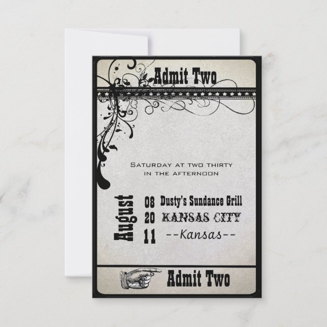 Black Funky Textured Swirls Wedding Response Cards (Front)
