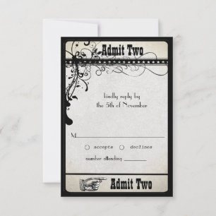 Black Funky Textured Swirls Wedding Response Cards