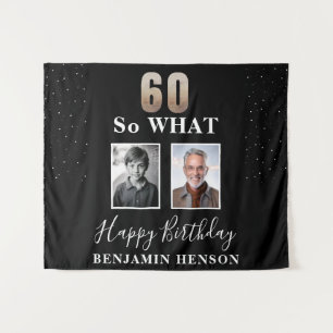 Black Funny 60 So what 70th Birthday 2 Photo Tapestry