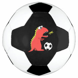 Black Funny Cartoon Dinosaur Soccer Football