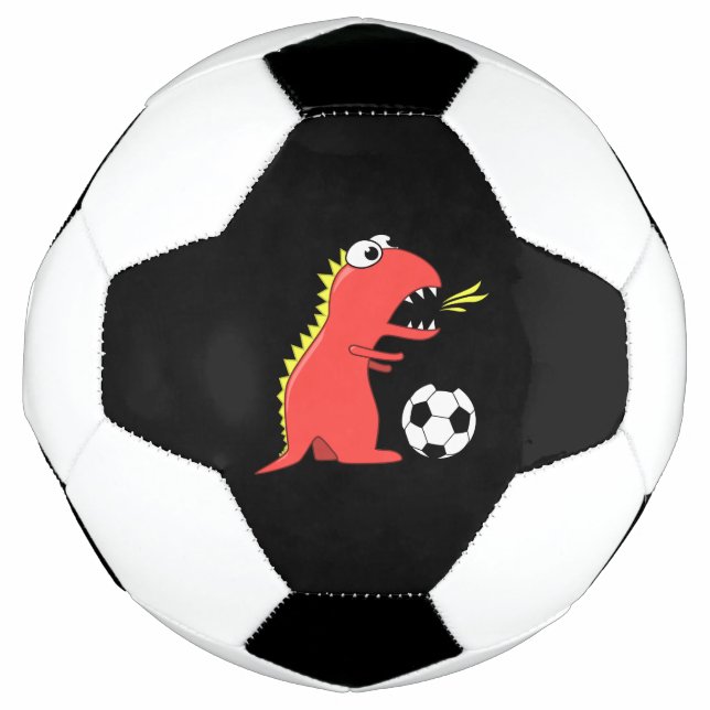 Black Funny Cartoon Dinosaur Soccer Football (Front)