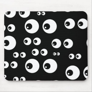 Black Funny Cartoon Seamless Eyes Seeing Mouse Mat