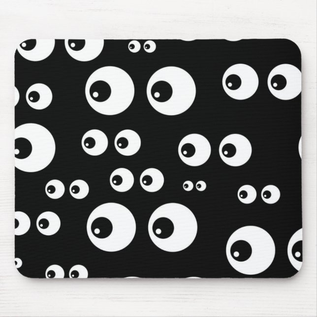 Black Funny Cartoon Seamless Eyes Seeing Mouse Mat (Front)