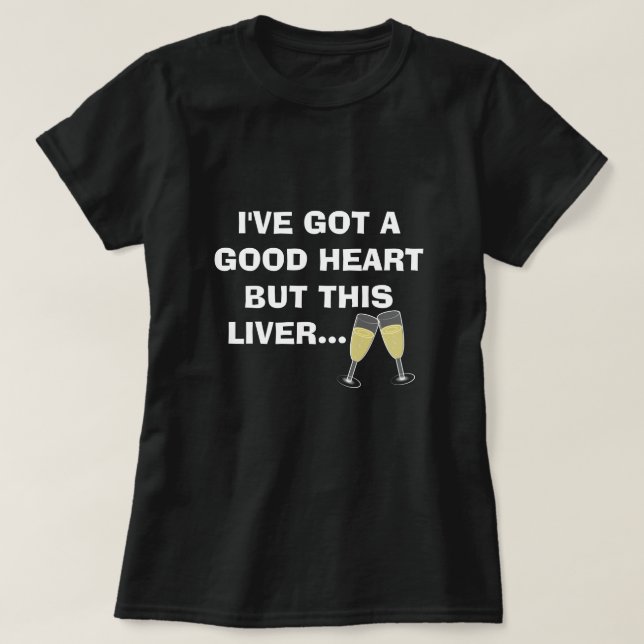 Black Funny Drinking T-shirt For Women (Design Front)