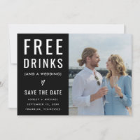 Black Funny Free Drinks Photo Qr Code Wedding 