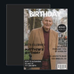 Black Funny Magazine Cover Photo 82nd birthday Invitation<br><div class="desc">Black Funny Magazine Cover Photo 82nd birthday Invitation</div>
