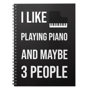 Black Funny Piano Accessories Gifts Pianist Humour Notebook