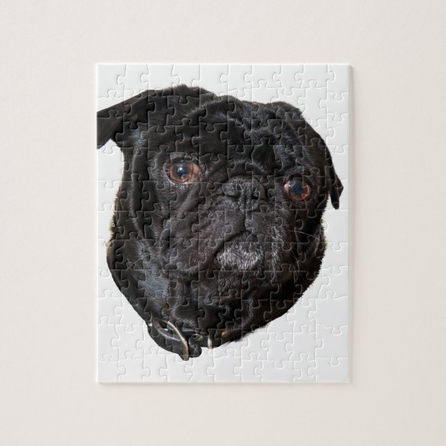 Black Funny Pug Jigsaw Puzzle (Vertical)