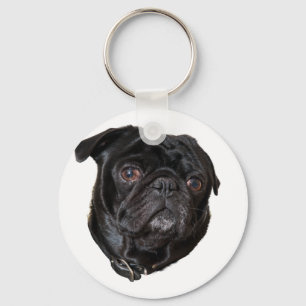 Black Funny Pug Key Ring