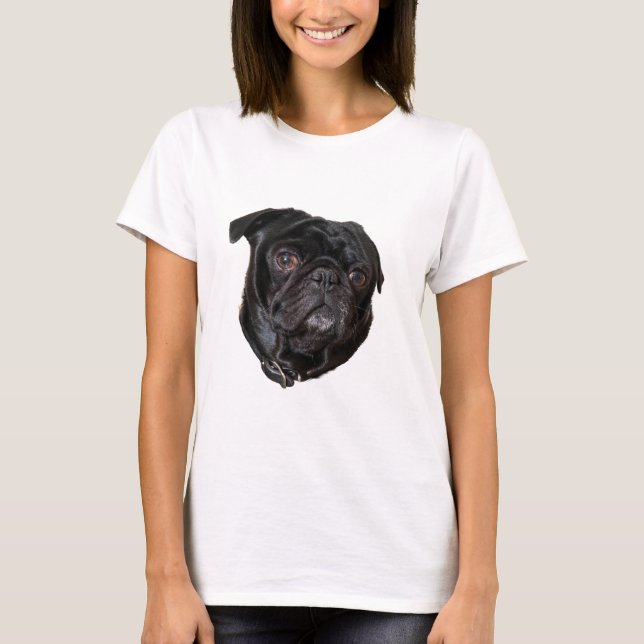 Black Funny Pug T-Shirt (Front)