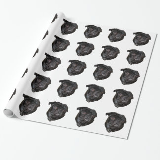 Black Funny Pug Wrapping Paper